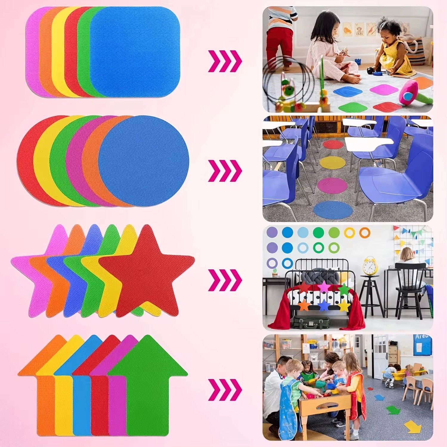1389.Jpg 20Pcs 4 Shapes Classroom Carpet Markers - Image 1
