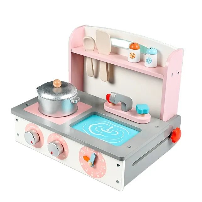 1629.Jpg Tabletop Wooden Pretend And Play Kitchen Set For Kids - Image 1