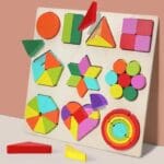 WOODEN COLOR AND SHAPES GEOMERTY PUZZLE BOARD