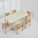 FIREBOARD RECTANGULAR 6-SEATER TABLE SIZE: 120*60*37-60 CM NUDE COLOR