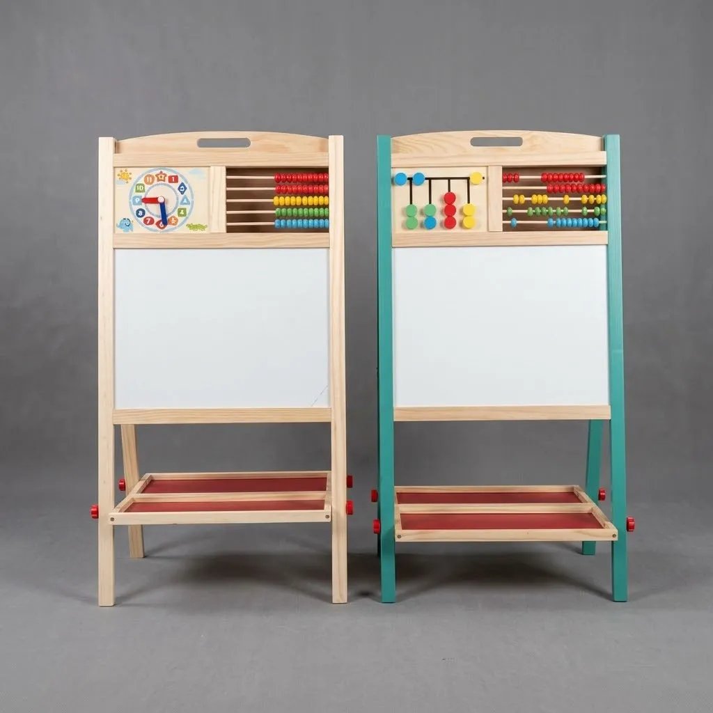 MULTIFUNCTIONAL TODDLER WOODEN STAND WRITING BOARD WITH CHALK AND MARKER